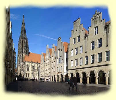 Münster - Prinzipalmarktes mit Lambertikirche Münster - Prinzipalmarktes mit Lambertikirche