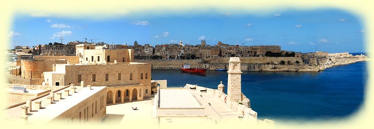 Malta - Vittoriosa - Fort St. Angelo -Blick auf Valletta
