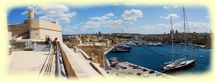Malta - Vittoriosa - Fort St. Angelo mit Blick auf Senglea mit der Isla Basilica