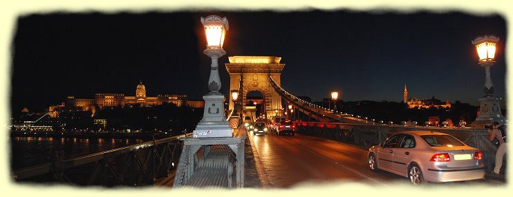 Budapest - Burgpalast, Kettenbrcke und Fischerbastei am Abend