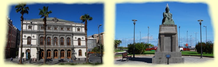 Theater Pérez Galdós und Denkmal von Benito Pérez Galdós Theater Pérez Galdós und Denkmal von Benito Pérez Galdós