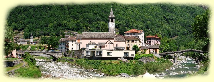 Bignasco, am Zusammenfluss der Maggia und der Bavona