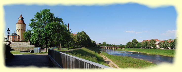 Rastadtt - die romantische Murg, links der Wasserturm