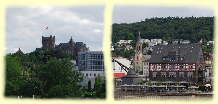 Bingen - Burg Klopp und Johanneskirche vor dem alten Zollamt