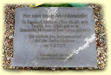 Gedenkstein am Ehrenmals für die Opfer auf der Zeche Sachsen
