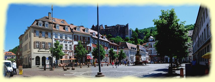 Heidelberg - Kornmarkt mit Mariernsule und Schloss